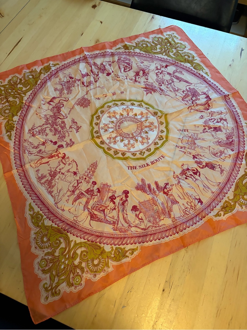 The Silk Route Silk Scarf in Coral and Pink